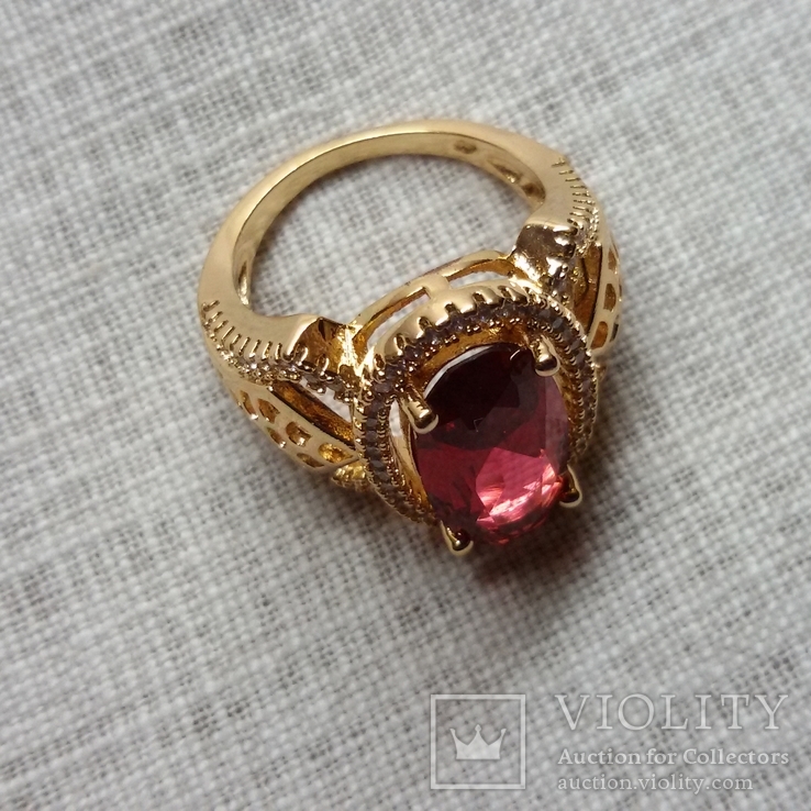 Кольцо с красным камнем, фото №2