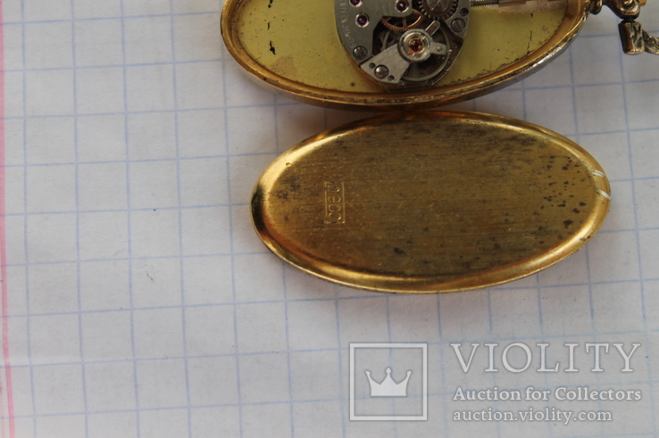 Часы Swiss Brosher серебро позолота кулон, фото №4