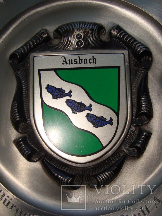 Коллекционная оловянная тарелка "Ansbach" Клеймо., фото №4