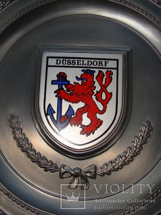 Коллекционная оловянная тарелка "Düsseldorf" Клеймо., фото №4