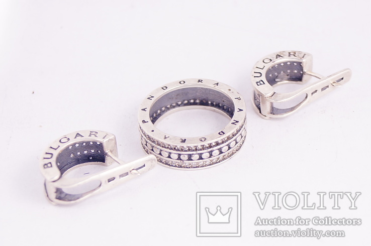 Серебряное кольцо и серьги 925, фото №4