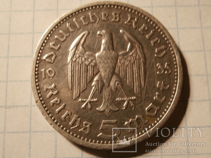 5 марок 1935 год   3 рейх   Берлин, фото №2
