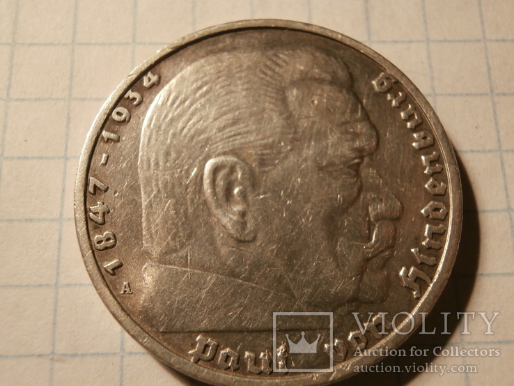 5 марок 1936 год     3 рейх    Берлин, фото №3