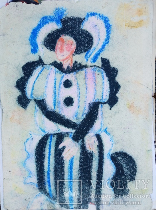 Одесса,1977г.,НХ" эскиз театрального костюма, бумага,пастель,44*32см