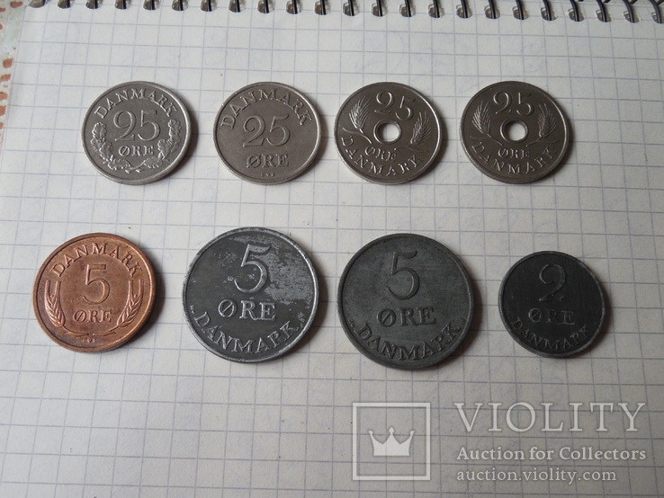 Монеты 8 шт Дания