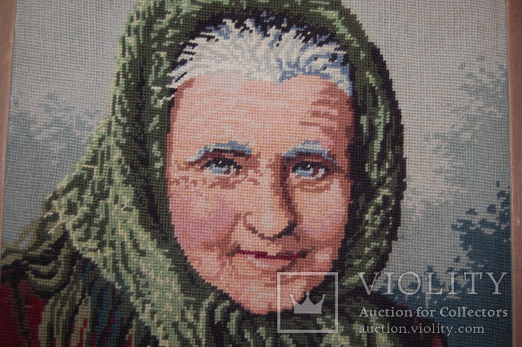 Вышивка Бабушка в платочке 45х55см, фото №5