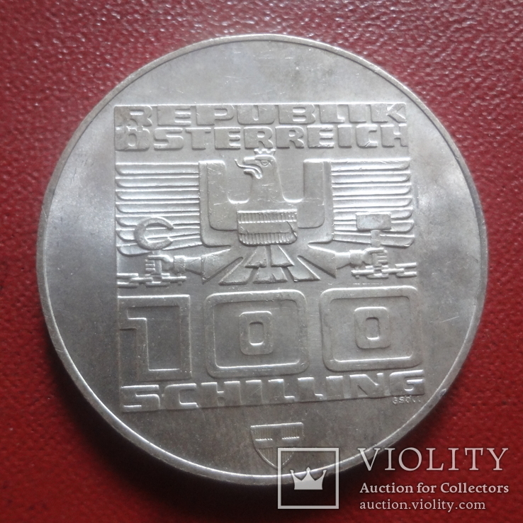 100 шиллингов 1976 Австрия серебро  (з.7.4)~, фото №3