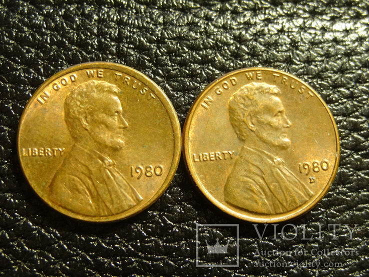 1 цент США 1980 (два різновиди), фото №2