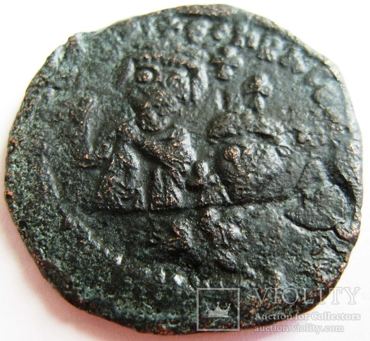 Фоллис Heraclius and Heraclius Constantine (610-641) - редкий мондвор Seleucia Isauriae, фото №2