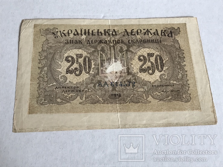 250 карбованців 1918 БРАК Знак державної скарбниці, фото №2