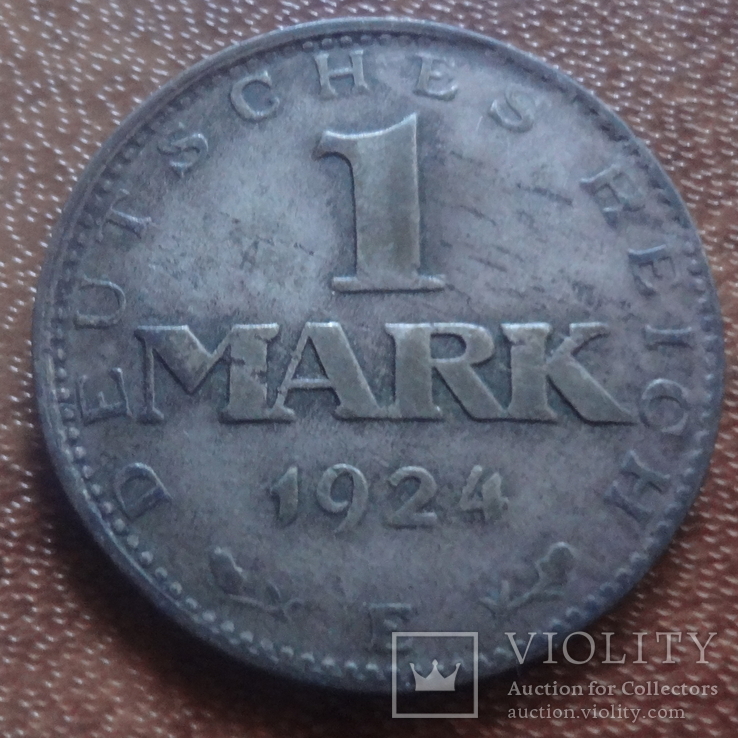 1 марка 1924 Е Германия  серебро   (М.5.6)~, фото №2