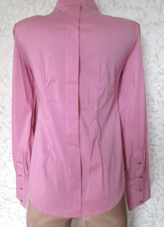 Блузка розовая с длинным рукавом воланы рубашка женская s, фото №4