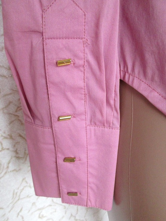 Блузка розовая с длинным рукавом воланы рубашка женская s, фото №5