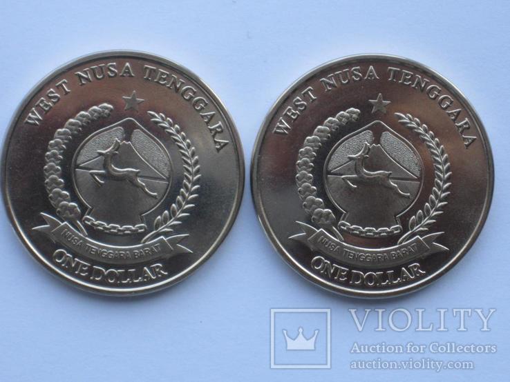 Западные Зондские острова 1 доллар 2018 БАБОЧКИ набор 2 шт, фото №3