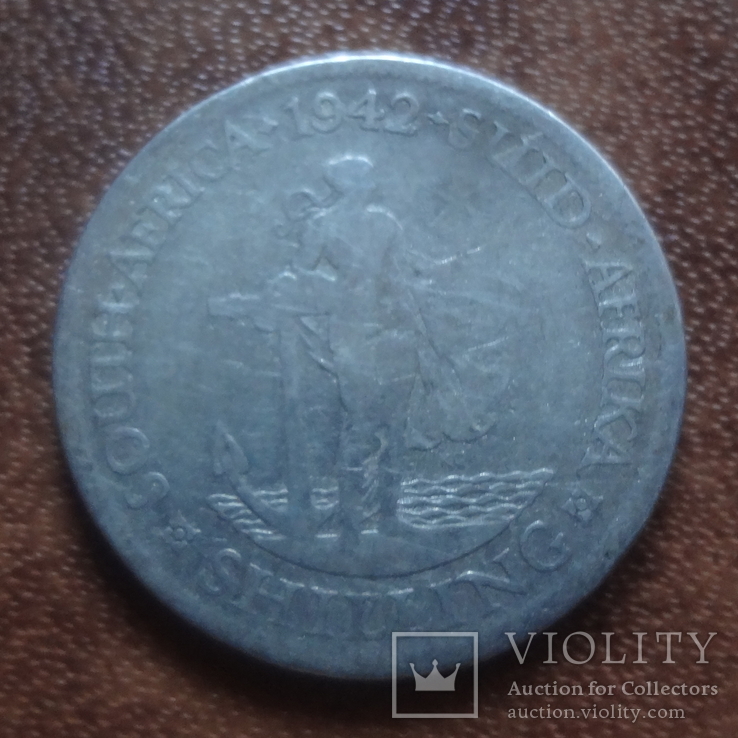  1 шиллинг 1942 Южная Африка  серебро (М.7.12)~, фото №3