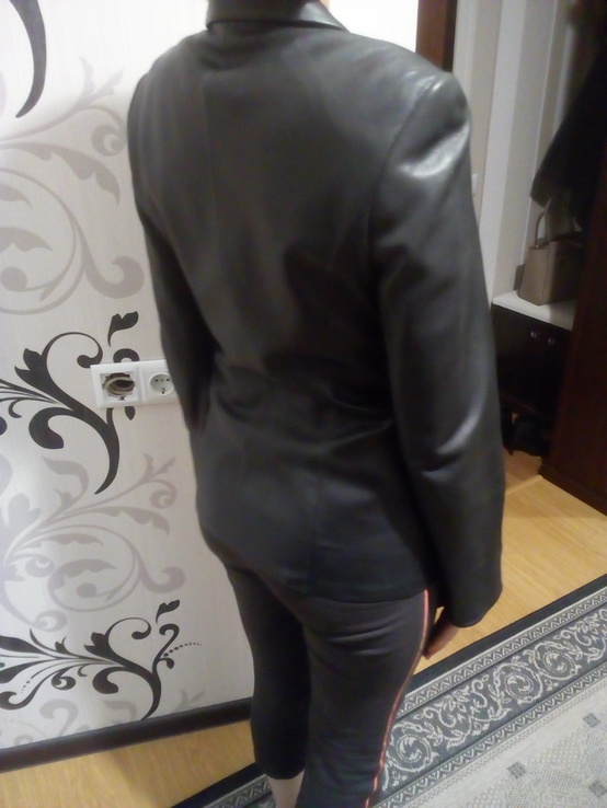 Жіночий кожаний чорний піджак, numer zdjęcia 7