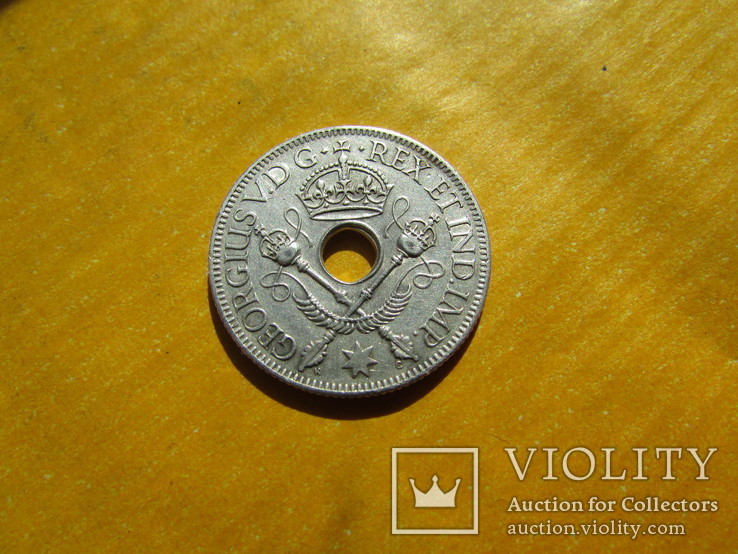 Британская Новая Гвинея 1 шиллинг 1935 George V СЕРЕБРО №1, фото №3