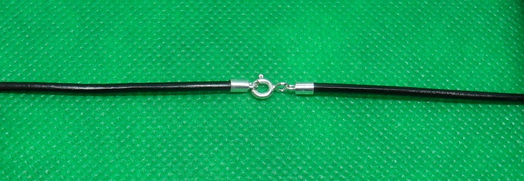 Кожаный шнур черный ,разъем и застежки 925 пробы серебро  круглый кожаный шнур -2 мм, photo number 5