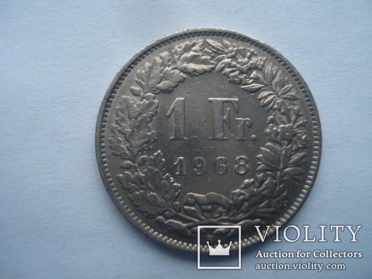 1 швейцарский франк 1968 год, фото №2