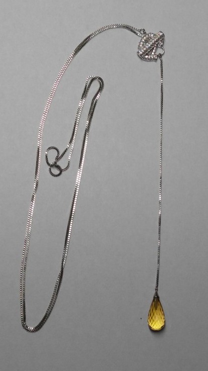 Колье серебряное 925 серебряное натуральный цитрин, цирконий., фото №5