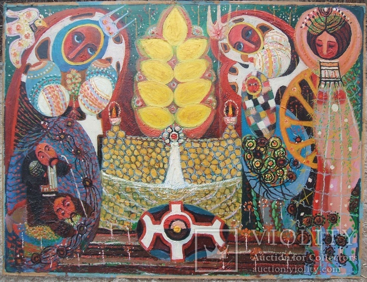 Картина "Хлебный колос" Олесь Семерня 1984 г.двп масло., фото №2