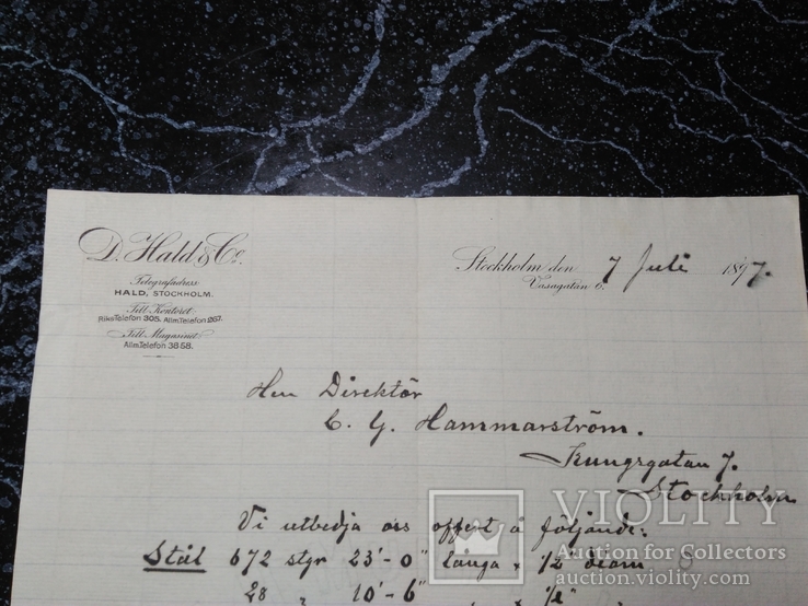 1897г Рукописное письмо на фирменном бланке на бумаге с водяными знаками производителя, фото №3