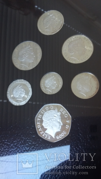 Годовой 2008 набор серебряных монет Великобритании в коробке.., фото №7