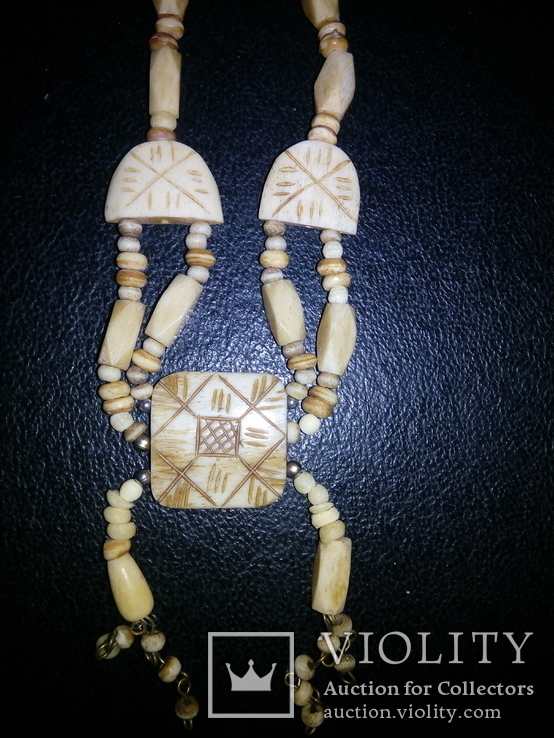 Ожерелье из моржовой  кости винтажное, этнический рисунок, фото №3