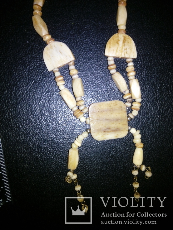 Ожерелье из моржовой  кости винтажное, этнический рисунок, фото №5