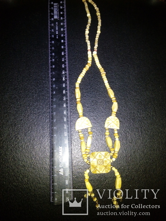 Ожерелье из моржовой  кости винтажное, этнический рисунок, фото №6