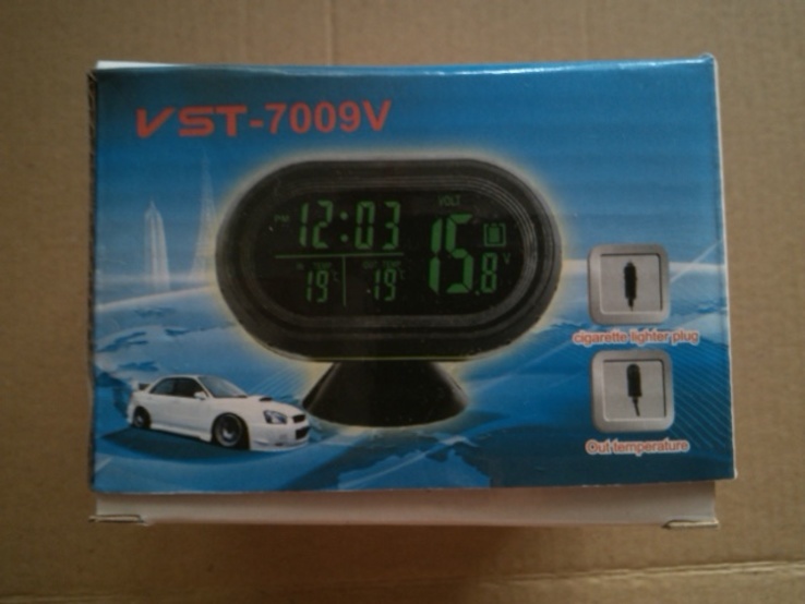 Автомобильные Часы с термометром VST 7009V, фото №2