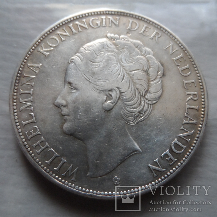 2 и 1/2 гульдена 1929 Нидерланды серебро   (Н.25.1)~, фото №4