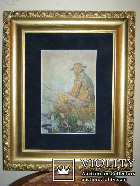 Картина "Рыбак" Картон,холст.масло, фото №2