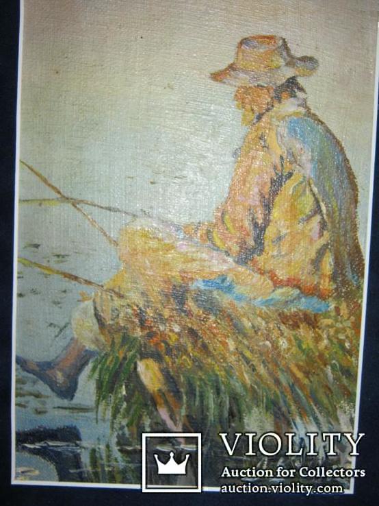 Картина "Рыбак" Картон,холст.масло, фото №3