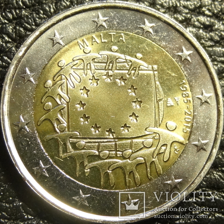 2 євро Мальта 2015 UNC Прапор ЄС, фото №2