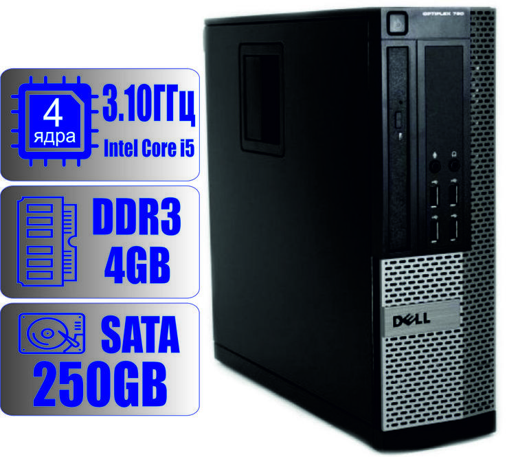 Системный блок DELL 4-ядра 3.1GHz/DDR3-4Gb/HDD-250Gb