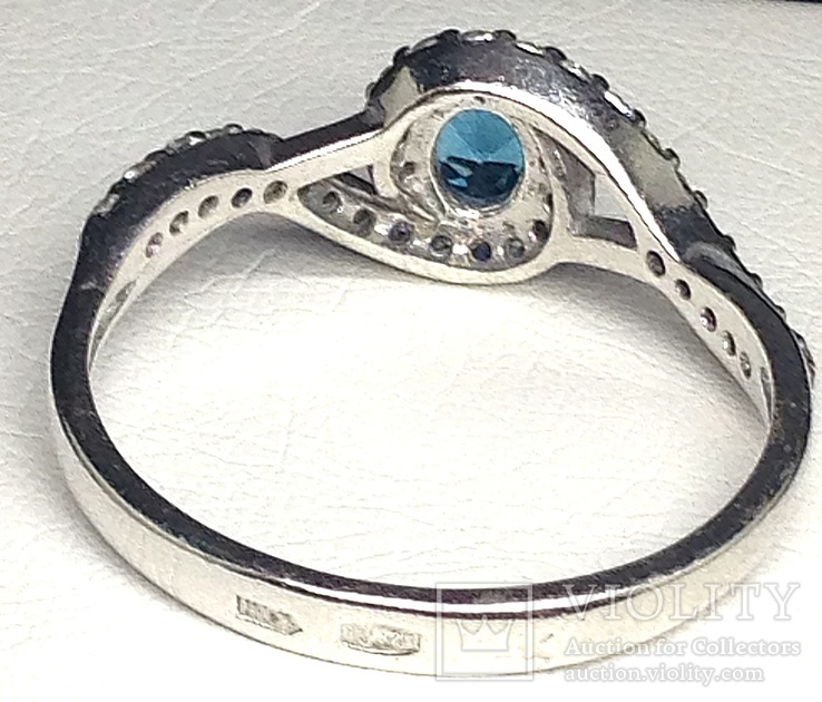Кольцо. голубой камень, цирконы, фото №9