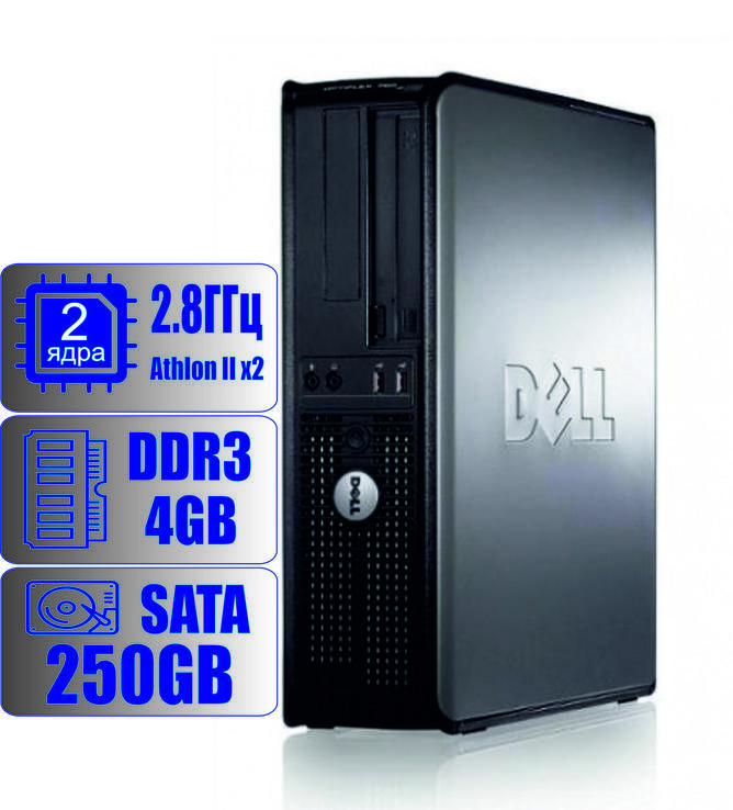 Системный блок DELL 2-ядра 2,8GHz/4Gb-DDR3/HDD-250Gb