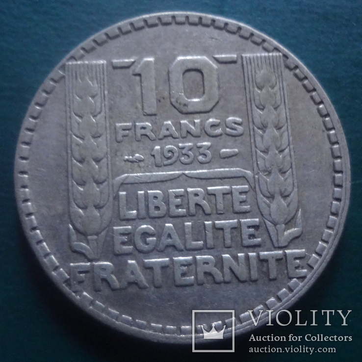 10 франков 1933 Франция  серебро  (2.1.32)~, фото №2