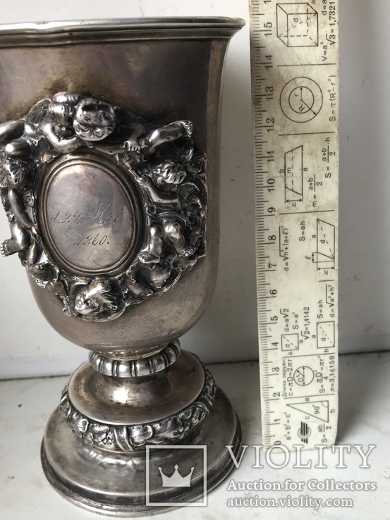 Бокал серебро 84 проба ангел 1860 года 0.33 литра, фото №11