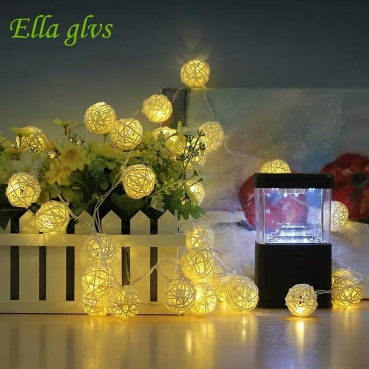 Garland kulki rattanowe LED led. Na baterie., numer zdjęcia 9