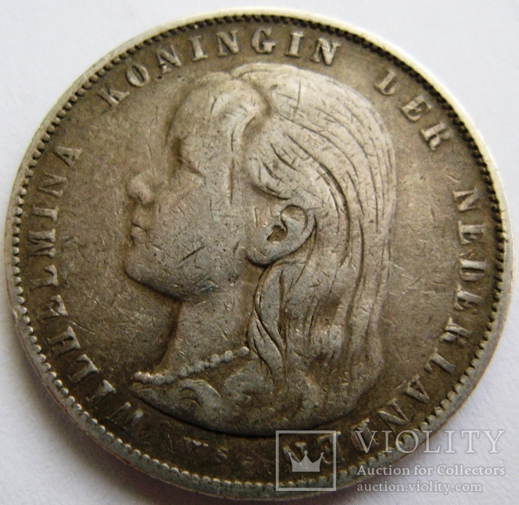 Нидерланды, 1 серебряный гульден 1897 "Длинные волосы"