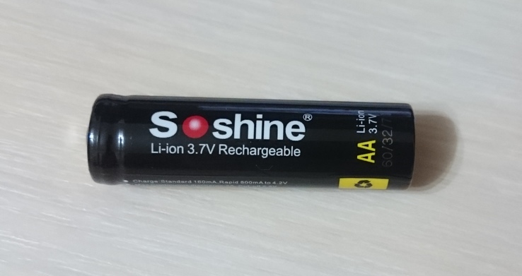 Аккумулятор 14500 Soshine 800mah 3,7V с защитой, photo number 3