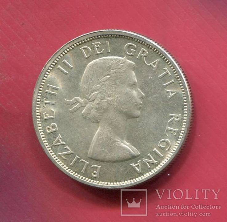 Канада 1 доллар 1963 aUNC серебро Елизавета Молодая, фото №2