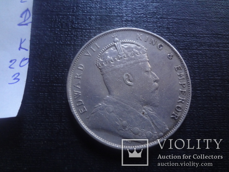 1 доллар 1907 Стрейтс Сетлментс серебро   (К.20.3)~, фото №7