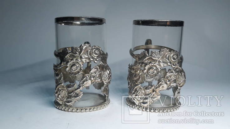 Два старых серебряных подстаканника,Англия,с родными стаканами, фото №5