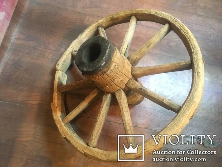 Первое старинное деревянное колесо заднее большое, фото №2