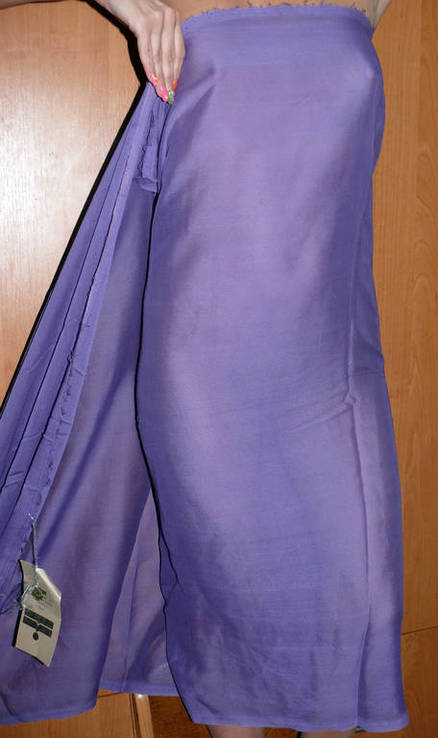 Сиреневый Фиолетовый Креп Шифон из СССР. Отрез 3.5 м. 100% Чистый Шелк, фото №2