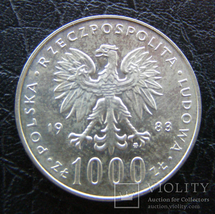 Польша, 1000 злотых 1983 года, серебро 14,5 грамма, фото №3
