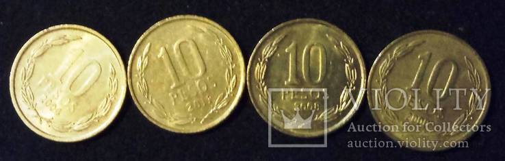 Чили 10 песо-4 монеты, фото №2